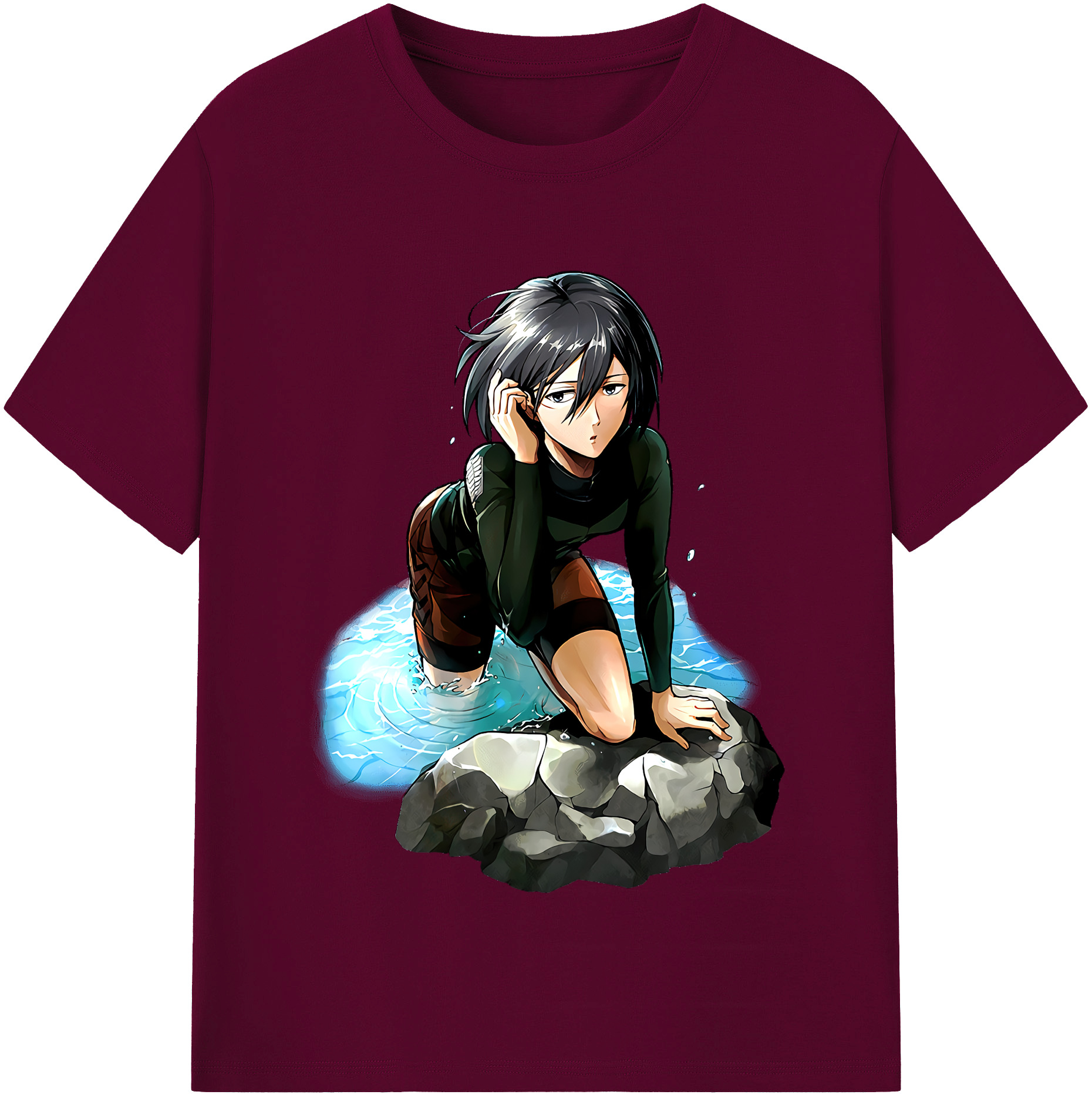 （画像用） 進撃の巨人 ミカサ·アッカーマン Attack on Titan Mikasa Ackerman レディースカジュアルプリントTシャツ（綿100％）